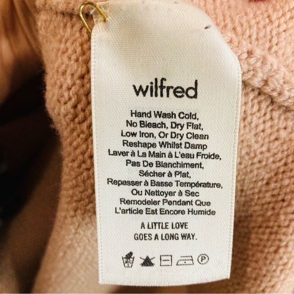 WILFRED SZ S 100% Merino Wool Blush Ribbed Detail Boat  Neck Sweater Hi Low Hem - Picture 6 of 11